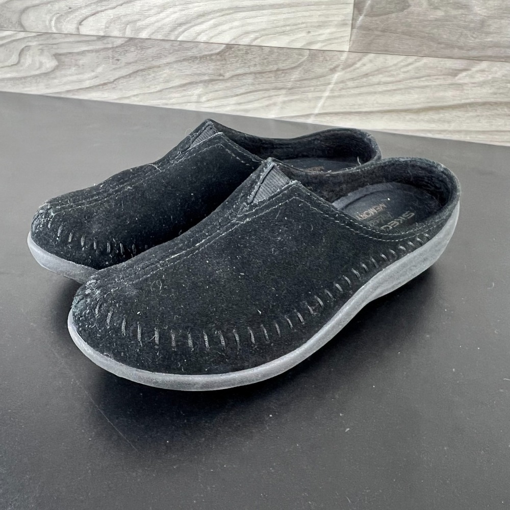 Skechers Saver Sedona Mules Womens US‎ 6 Black Leather Relaxed Fit Slip-On 48981